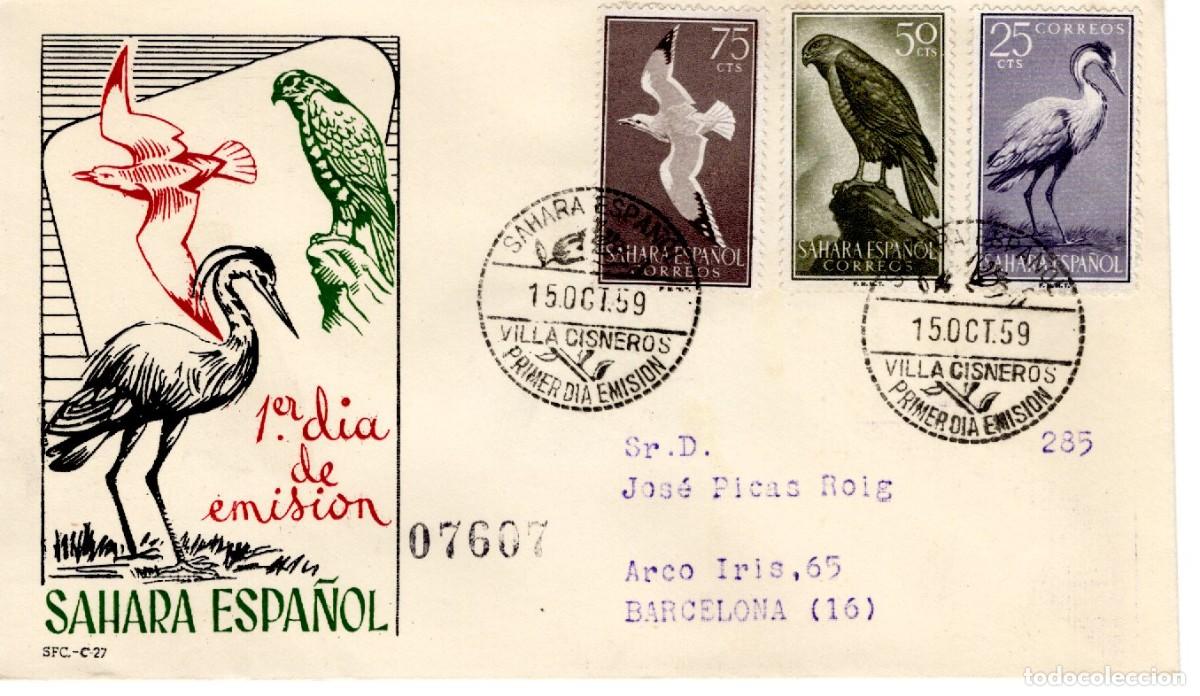 Selos: SC179 Sobre del primer d&iacute;a circulado y certificado SAHARA a&ntilde;o 1959 v.c. 15 &euro;