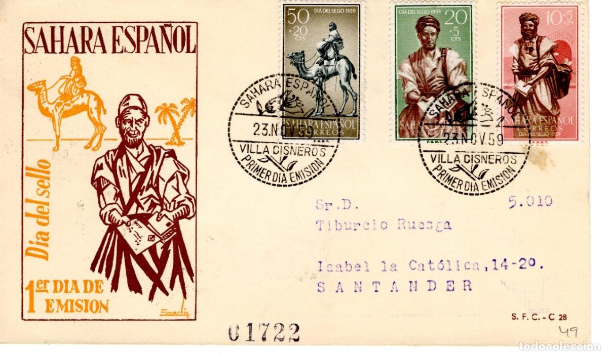 Selos: SC181 Sobre del primer d&iacute;a circulado y certificado SAHARA a&ntilde;o 1959 v.c. 2.25 &euro;