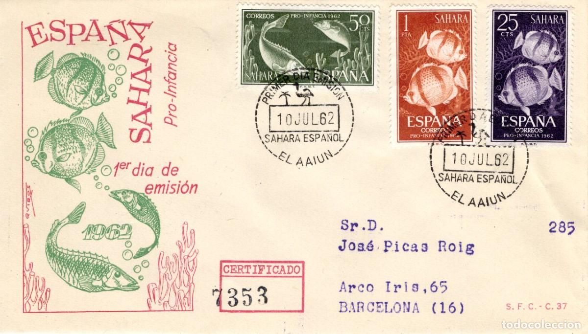 Selos: SC198 Sobre del primer d&iacute;a circulado y certificado SAHARA a&ntilde;o 1962 v.c. 2.25 &euro;