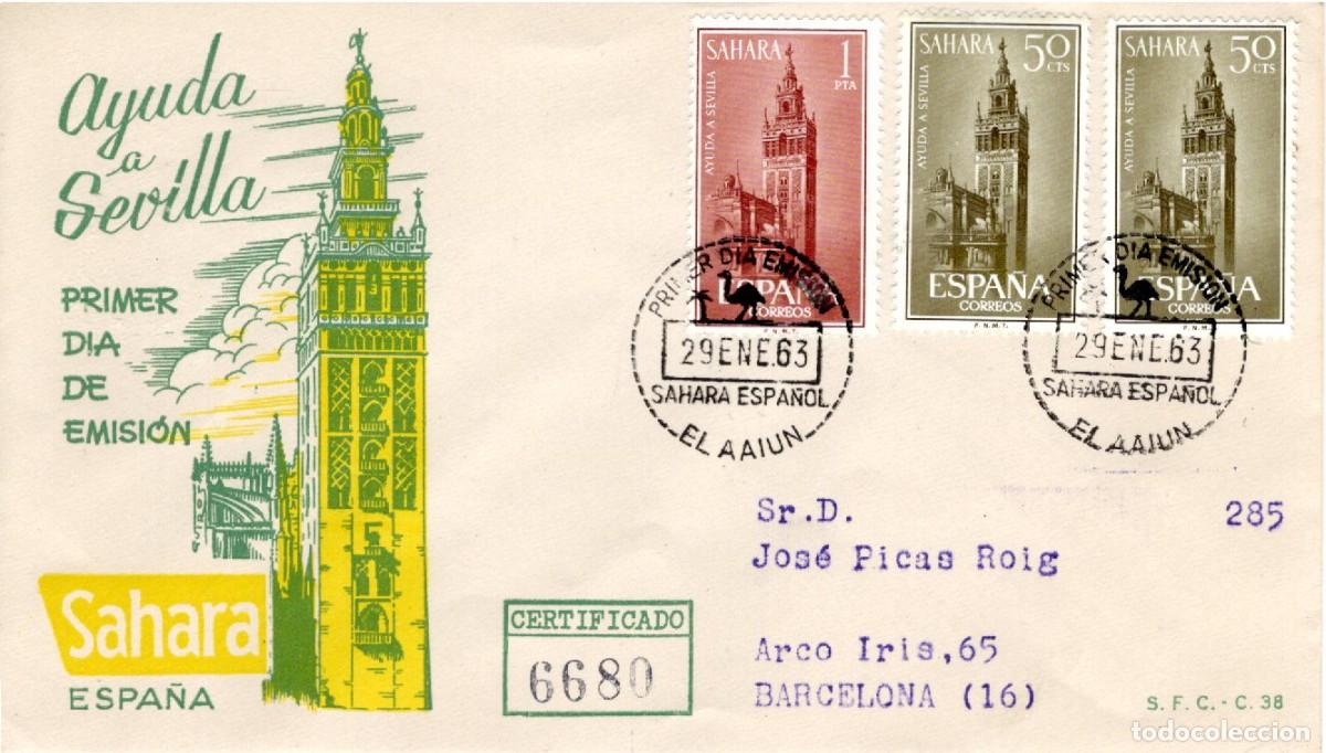 Selos: SC202 Sobre del primer d&iacute;a circulado y certificado SAHARA a&ntilde;o 1963 v.c. 1.75 &euro;