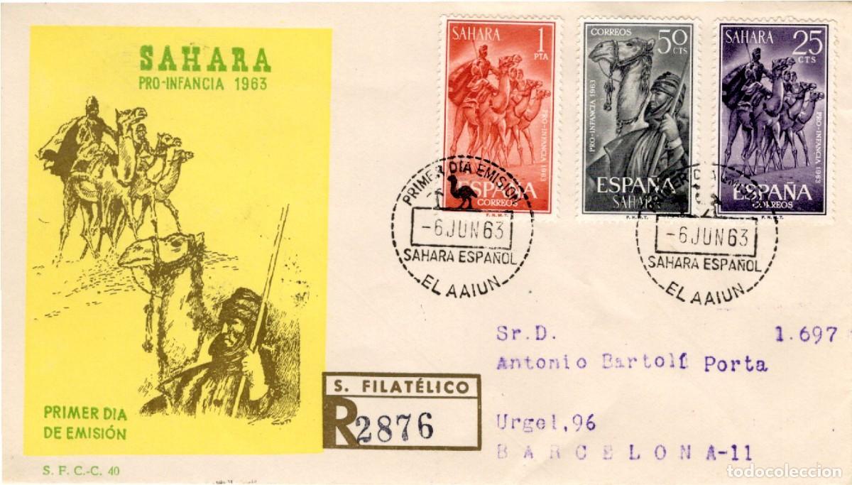 Selos: SC204 Sobre del primer d&iacute;a circulado y certificado SAHARA a&ntilde;o 1963 v.c. 2.25&euro;
