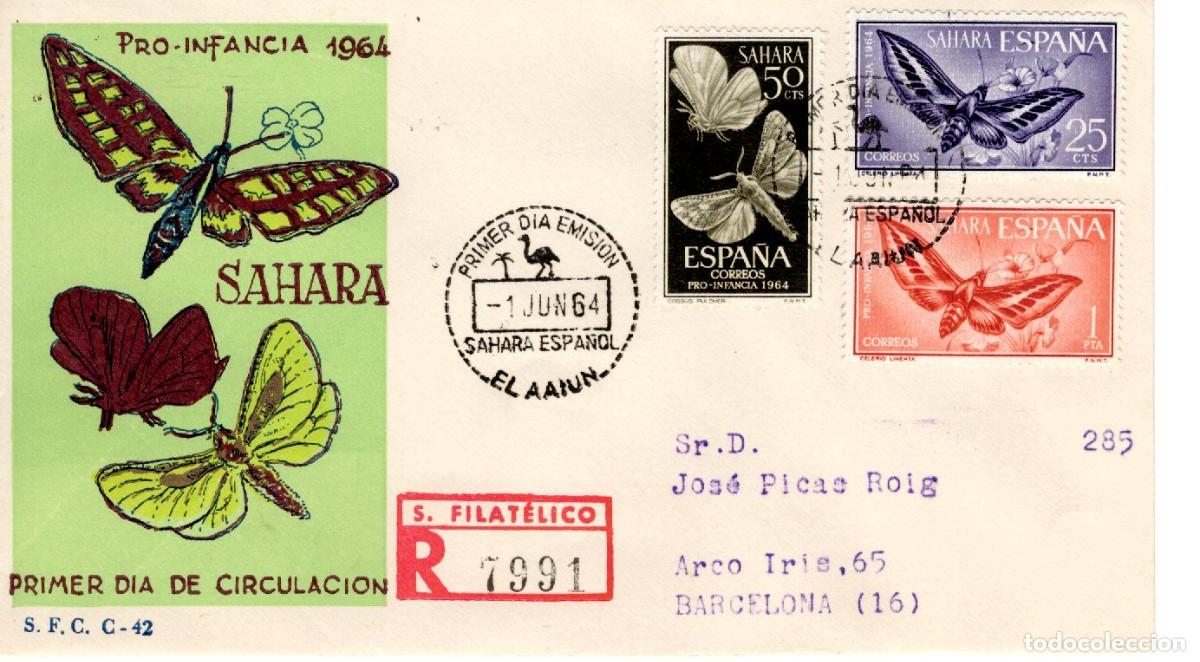 Selos: SC209 Sobre del primer d&iacute;a circulado y certificado SAHARA a&ntilde;o 1964 v.c. 2.25 &euro;