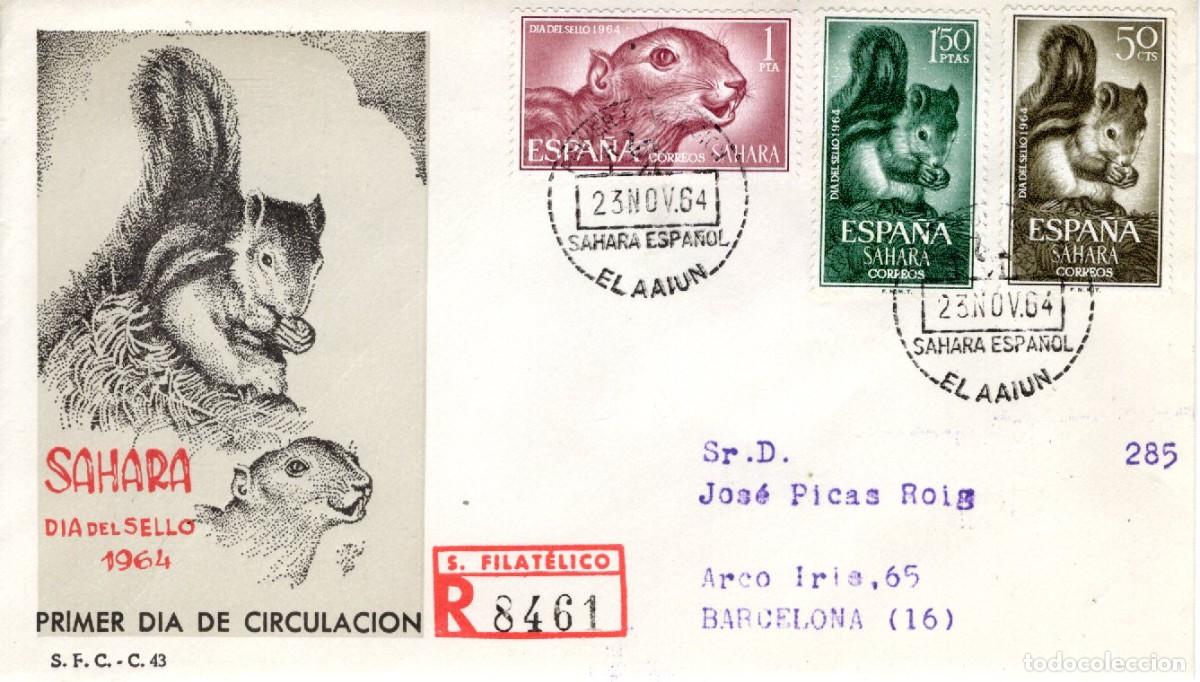 Selos: SC212 Sobre del primer d&iacute;a circulado y certificado SAHARA a&ntilde;o 1964 v.c. 2.25 &euro;