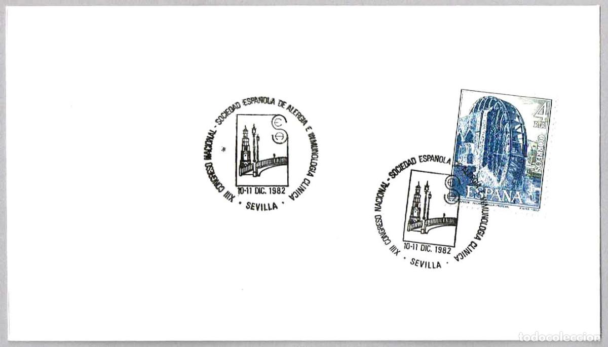 Sellos: Matasellos XIII CONG. NAC. SDAD ESPA&Ntilde;OLA DE ALERGIA E INMUNOLOGIA. Sevilla, Andalucia, 1982
