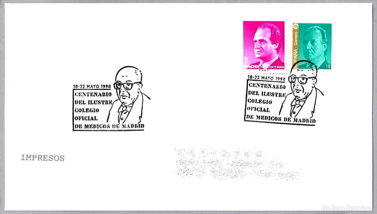 Sellos: Matasellos CENT. ILUSTRE COLEGIO OFICIAL DE MEDICOS DE MADRID - DR. JIMENEZ DIAZ. Madrid 1998
