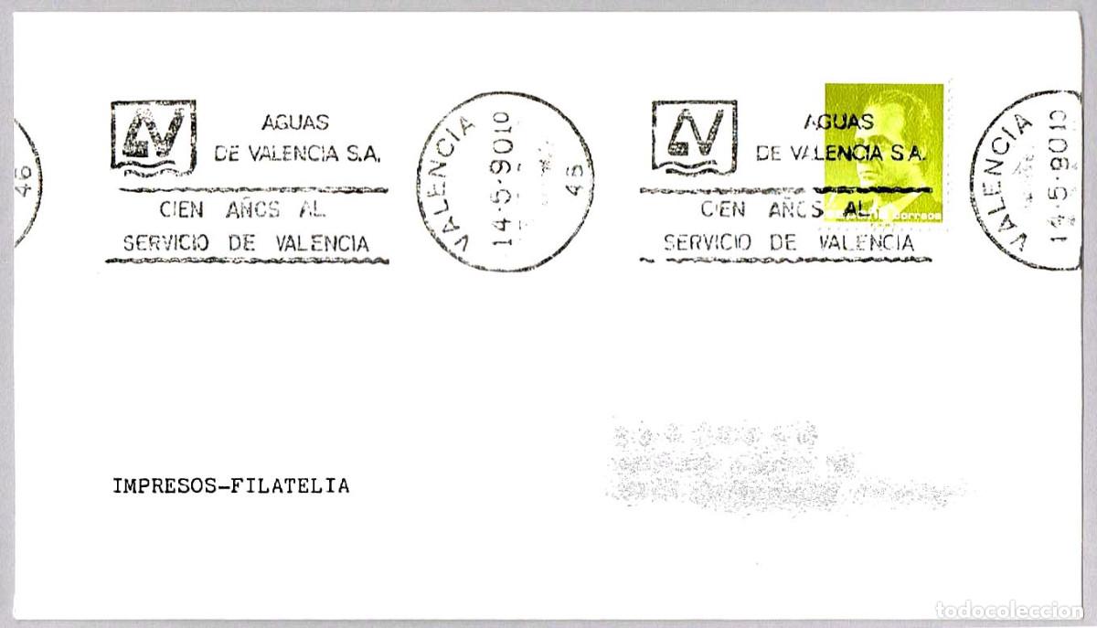 Sellos: Matasellos rodillo 10 A&Ntilde;OS AGUAS DE VALENCIA S.A. Valencia 1990