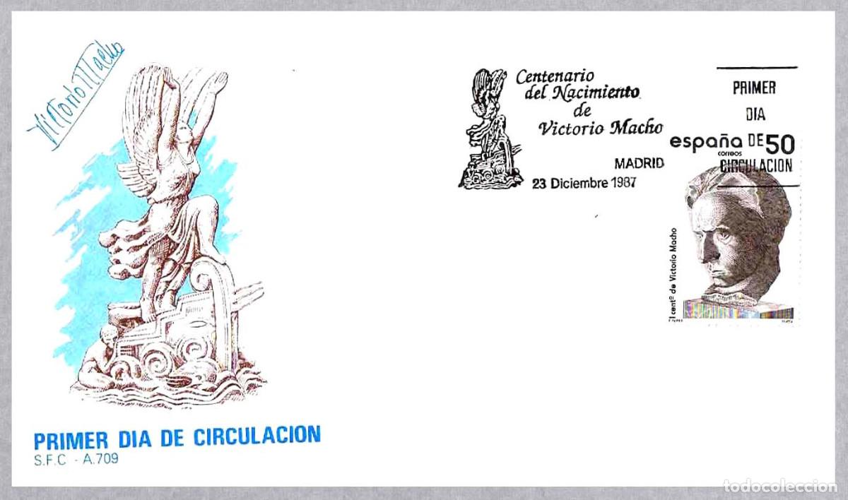 Sellos: Matasellos Primer Dia CENT. NACIMIENTO DE VICTORIO MACHO. Madrid 1987