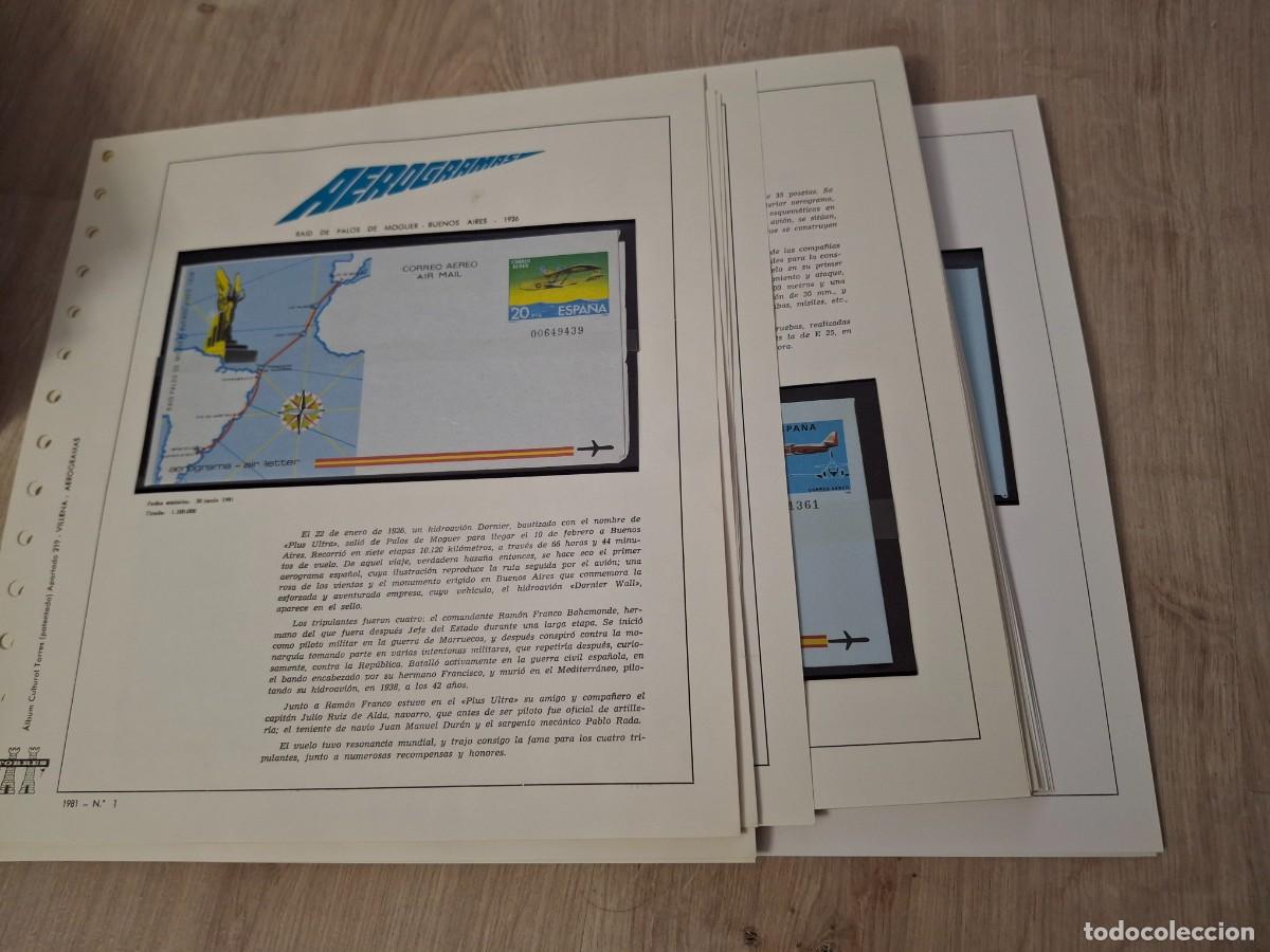 Francobolli: M138 Colecci&oacute;n Aerogramas a&ntilde;os 1981/1999 montado en hojas culturales Torres