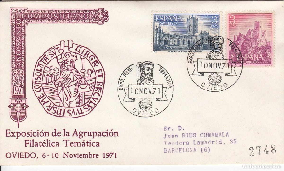 Sellos: MATASELLOS EXPOSICI&Oacute;N FILAT&Eacute;LICA TEM&Aacute;TICA - CAMINO DE SANTIAGO - OVIEDO - 1971