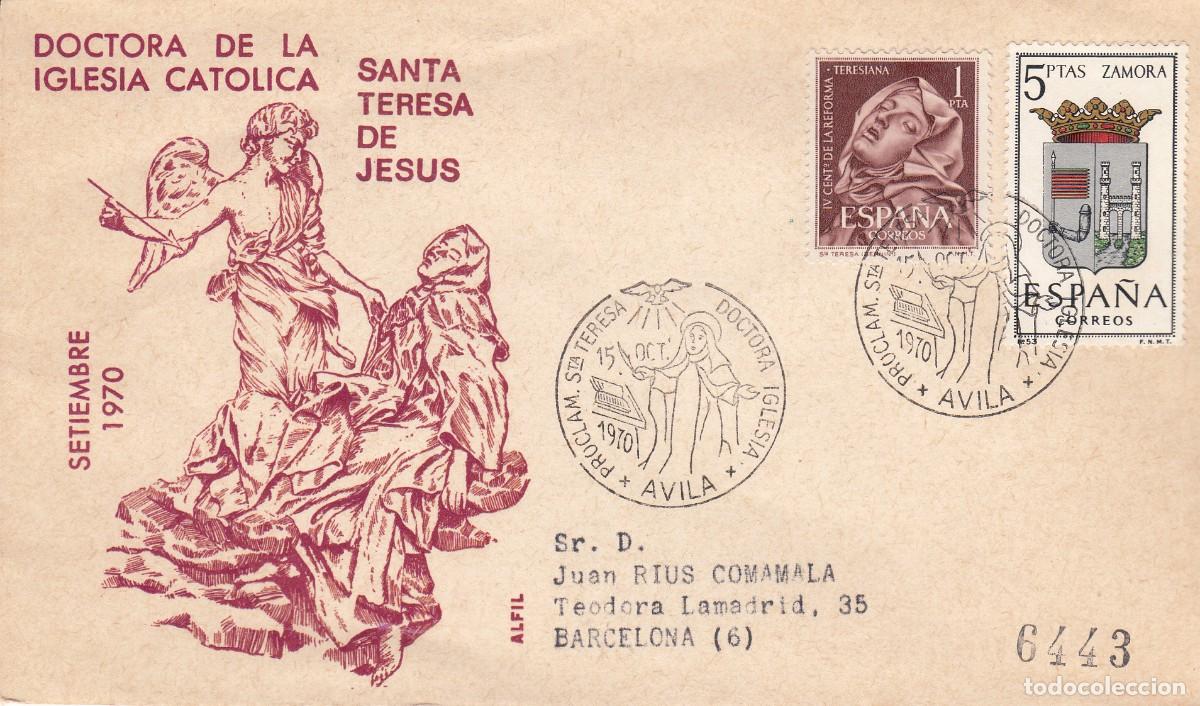 Sellos: MATASELLOS PROCLAMACI&Oacute;N SANTA TERESA DE JES&Uacute;S , DOCTORA DE LA IGLESIA - AVILA - 1970