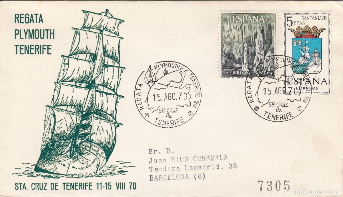 Sellos: MATASELLOS REGATA PLYMOUTH TENERIFE - SANTA CRUZ DE TENERIFE - 1970