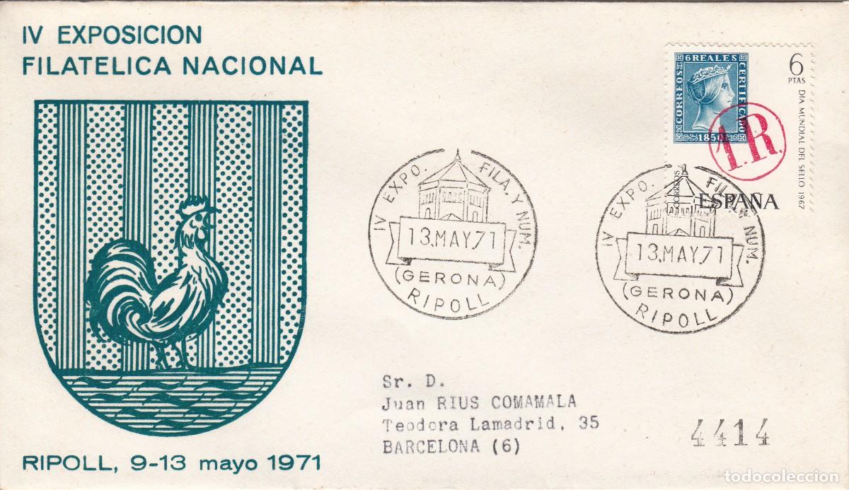 Sellos: MATASELLOS EXPOSICI&Oacute;N FILAT&Eacute;LICA NACIONAL RIPOLL - 1971