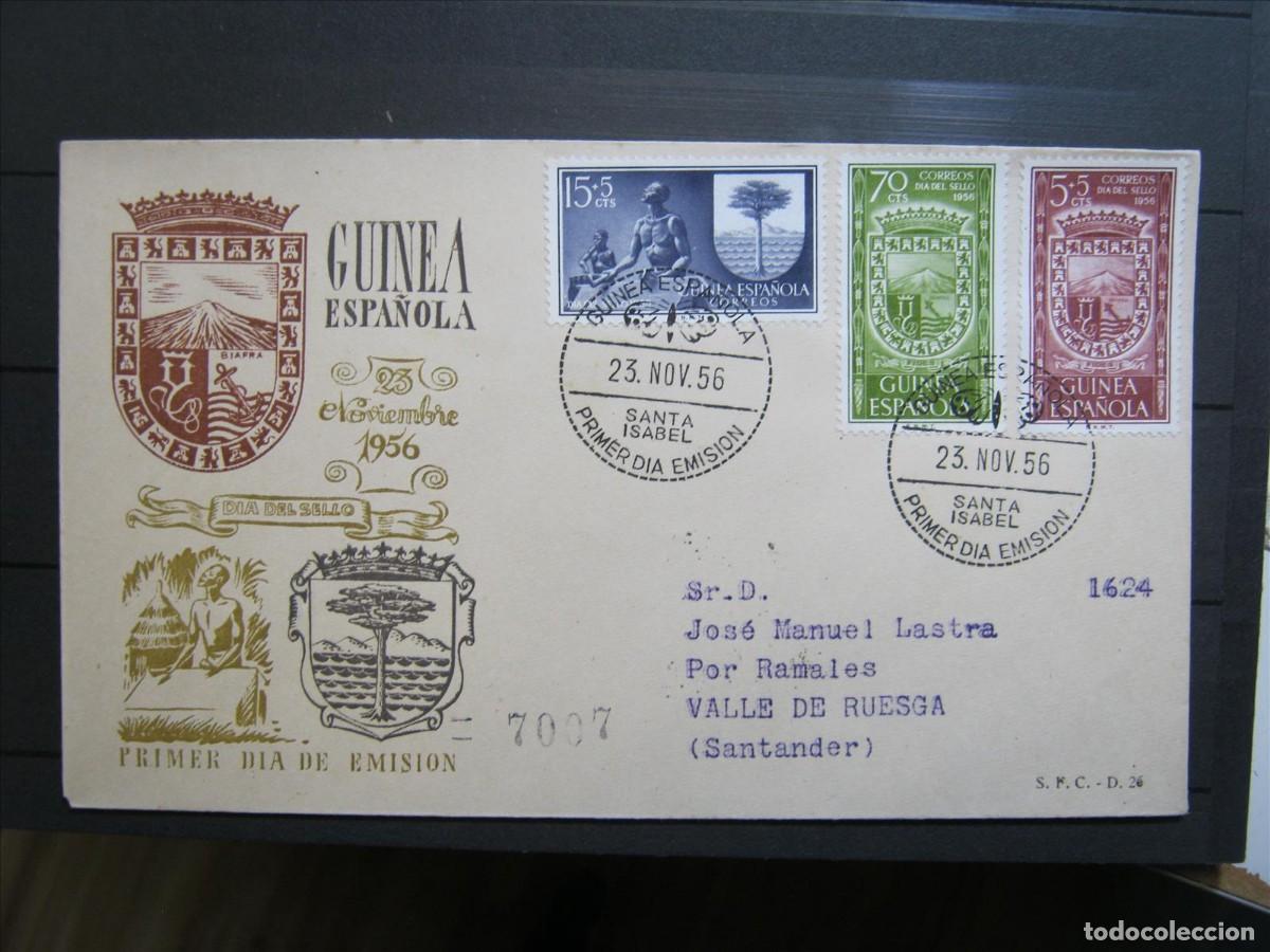 Selos: GUINEA D&Iacute;A DEL SELLO 1956 SPD FDC EDIFIL 362/364 EXCELENTE.