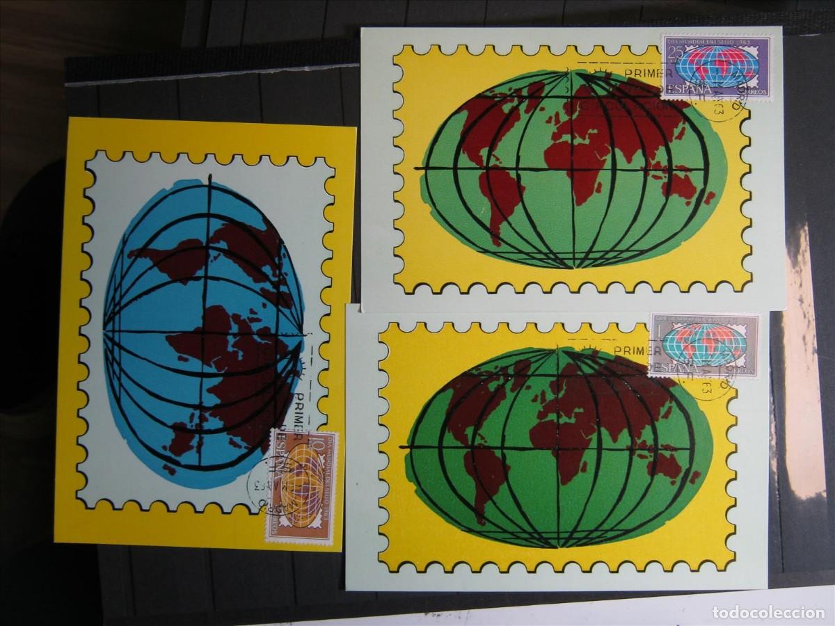 Selos: ESPA&Ntilde;A 1963 D&Iacute;A DEL SELLO EDIFIL 1509/11 EN TARJETA POSTAL FDC SPD LUJO Y RARO!