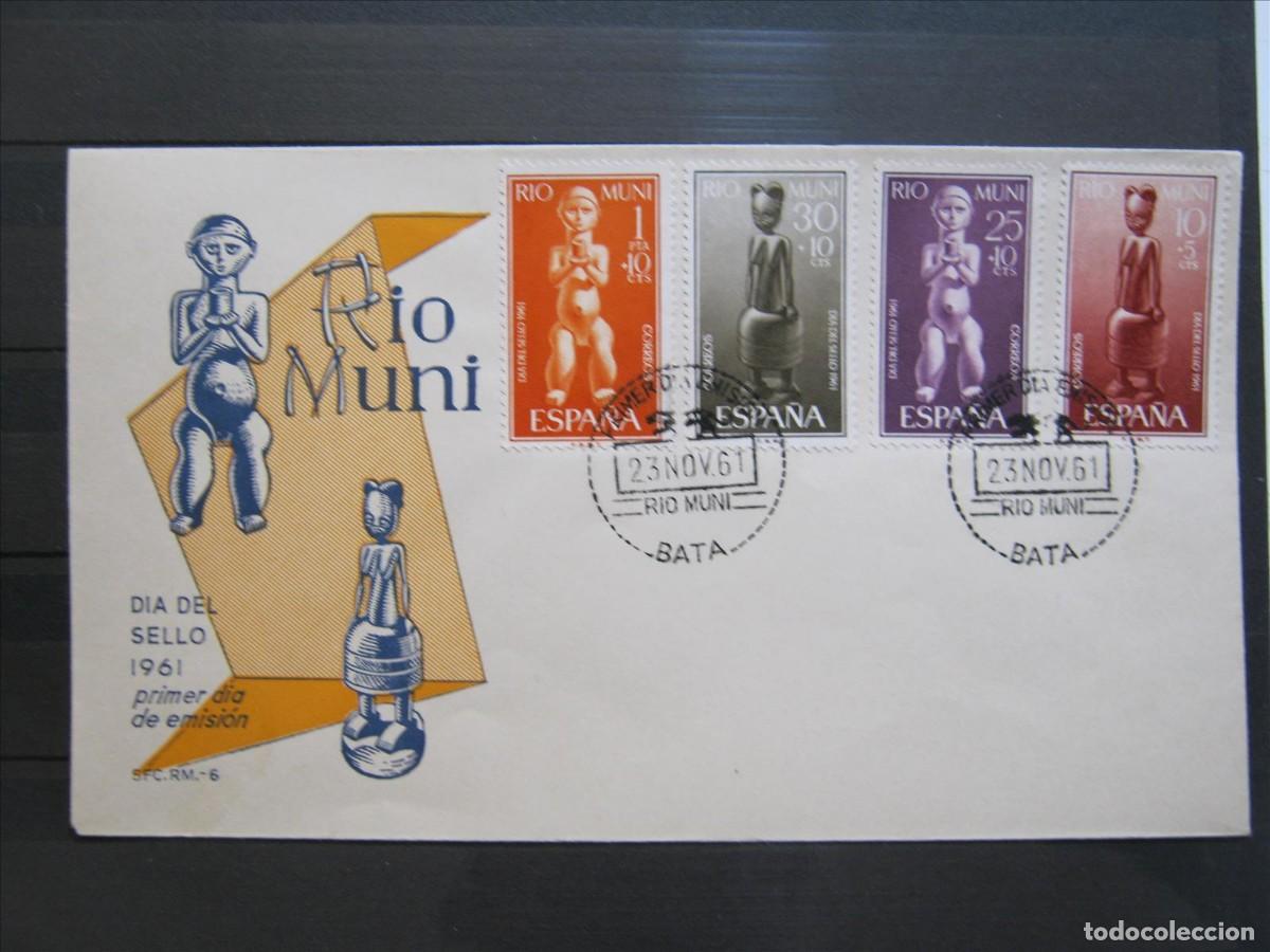 Stamps: R&Iacute;O MUNI D&Iacute;A DEL SELLO 1961 EDIFIL 25/28 FDC SPD EXCELENTE.