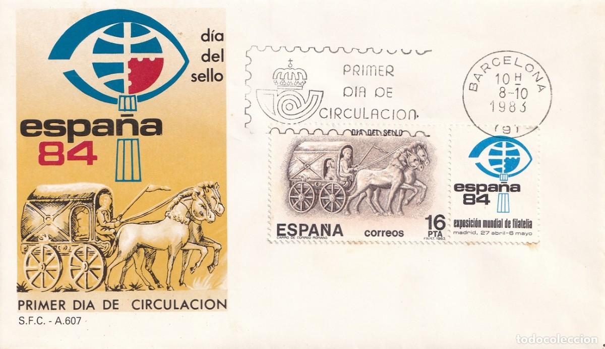 Sellos: SPD Barcelona 1983 - Espa&ntilde;a 84 - D&iacute;a del sello - Primer d&iacute;a de circulaci&oacute;n FDC - Exp. mundial filat.