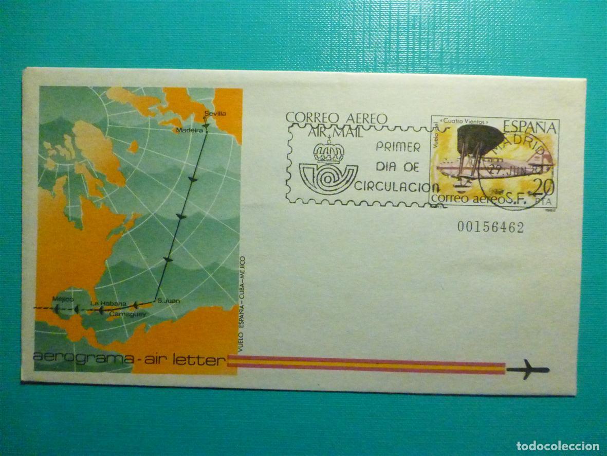Briefmarken: AEROGRAMA - EDIFIL 203 - A&Ntilde;O 1982 - VUELO ESPA&Ntilde;A-CUBA-MEJICO - PRIMER D&Iacute;A DE CIRCULACI&Oacute;N