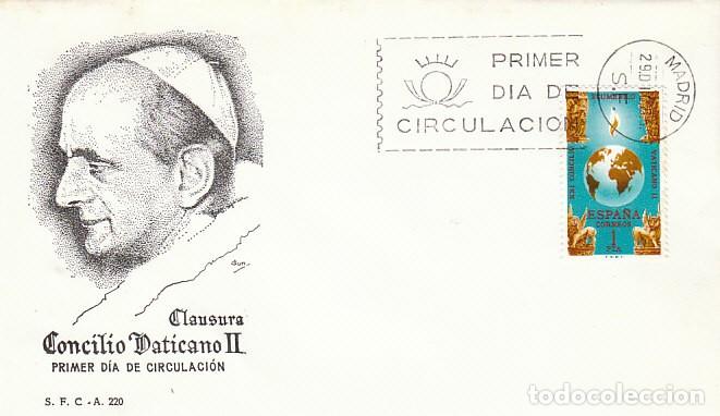 Sellos: EDIFIL 1695, EL PAPA PABLO VI, CLAUSURA CONCILIO VATICANO II, PRIMER DIA 29-12-1965 SOBRE DL SFC