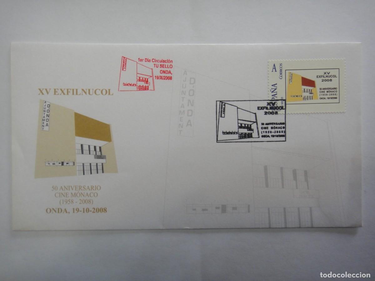 Francobolli: Sobre 1&ordm; d&iacute;a de circulaci&oacute;n TU SELLO, 50&ordm; ani. Cine M&oacute;naco. XV Exfilnucol, Onda, a&ntilde;o 2008- Rf 5768