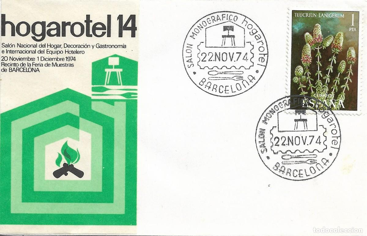 Sellos: ESPA&Ntilde;A. MATASELLOS ESPECIAL. SALON MONOGRAFICO HOGAROTEL. BARCELONA. 1974