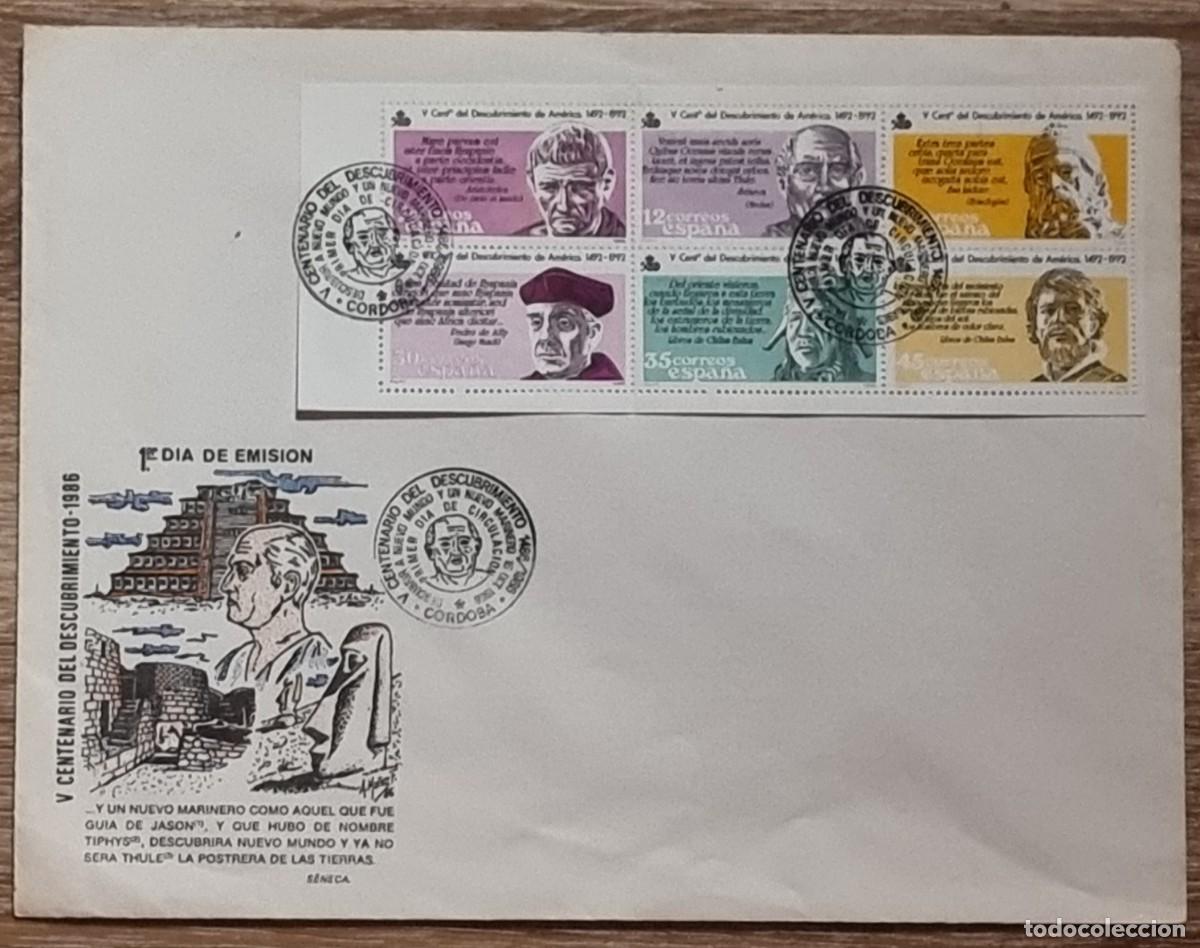 Sellos: SOBRE PRIMER DIA CIRCULACION 1986 CORDOBA.V CENTENARIO DEL DESCUBRIMIENTO DE AMERICA