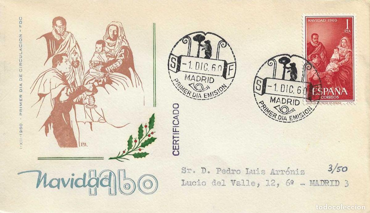 Sellos: NAVIDAD 1960 PINTURA VELAZQUEZ REYES MAGOS (EDIFIL 1325) EN SPD CIRCULADO DE ARRONIZ RARO ASI