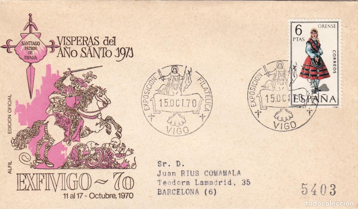 Sellos: MATASELLOS - GALICIA - EXP. FILAT&Eacute;LICA VISPERAS DEL A&Ntilde;O SANTO - VIGO - 1971