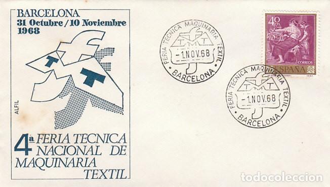 Sellos: A&ntilde;o 1968, FERIA TECNICA DE LA MAQUINARIA TEXTIL, SOBRE DE ALFIL