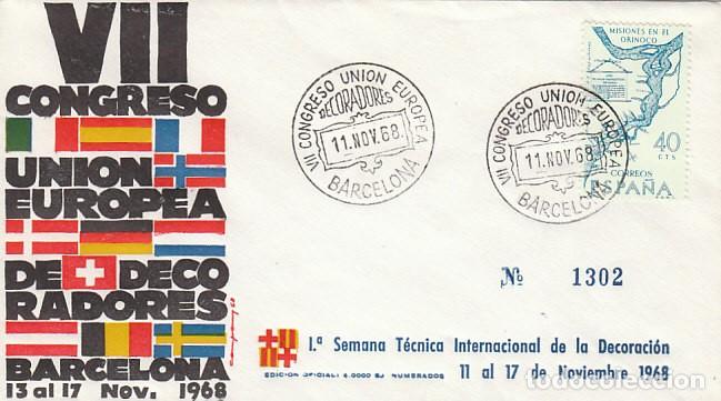 Sellos: A&Ntilde;O 1968, Decoradores, congreso de la union europea, sobre oficial de la exposici&oacute;n numerado
