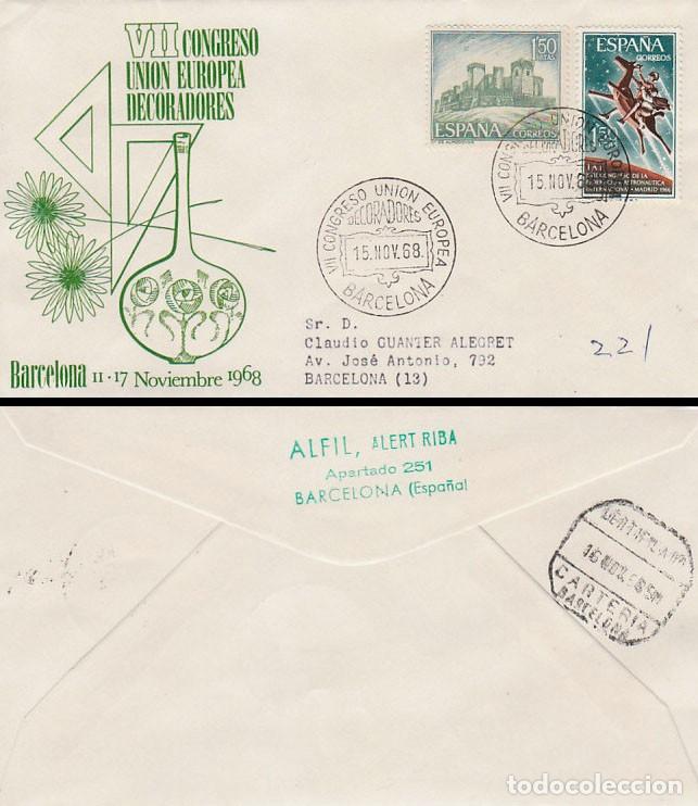 Sellos: A&Ntilde;O 1968, Decoradores, congreso de la uni&oacute;n europea, sobre de Alfil circulado