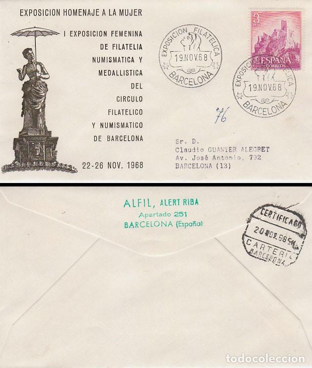 Sellos: A&Ntilde;O 1968, HOMENAJE A LA MUJER, sobre de Alfil circulado
