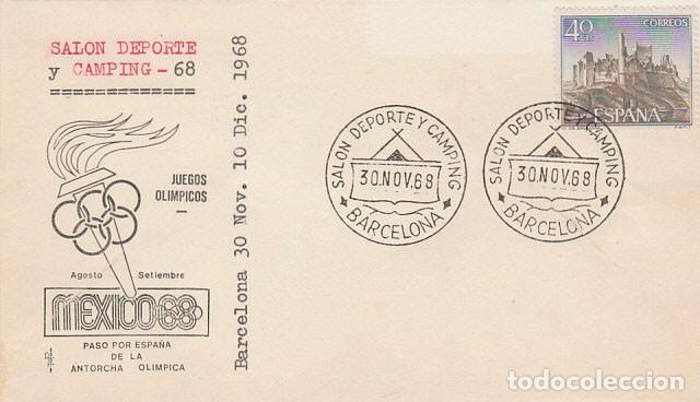 Sellos: A&Ntilde;O 1968, SALON DEL DEPORTE Y CAMPING DE BARCELONA, SOBRE DE TOPO, MUY RARO