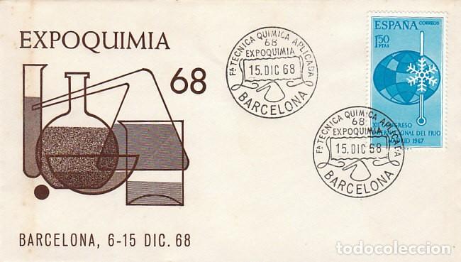 Sellos: A&Ntilde;O 1968, Expoquimia, feria de la t&eacute;cnica qu&iacute;mica aplicada, sobre de alfil