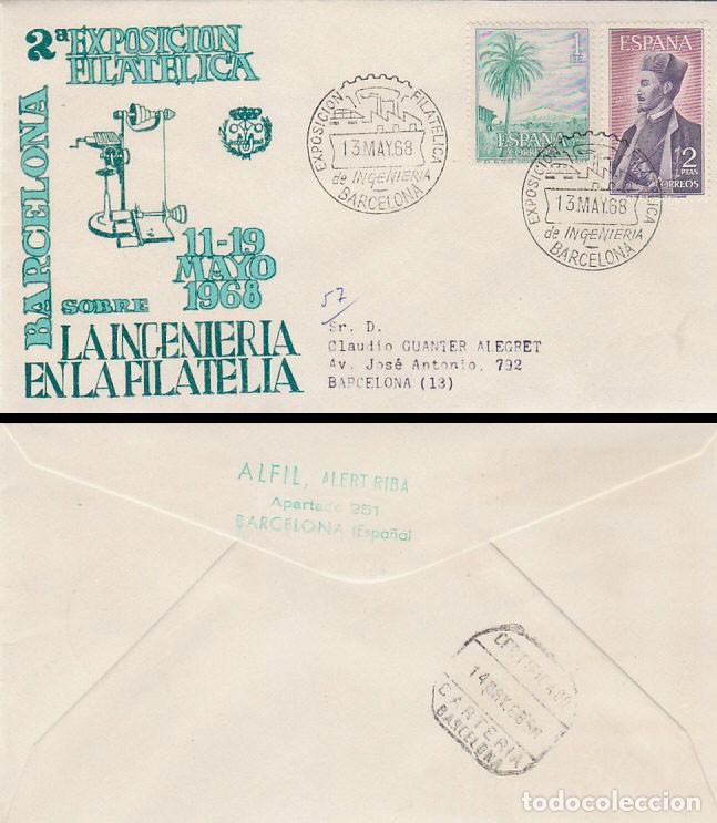 Sellos: A&Ntilde;O 1968, LA INGENIERIA EN LA FILATELIA, SOBRE DE ALFIL CIRCULADO