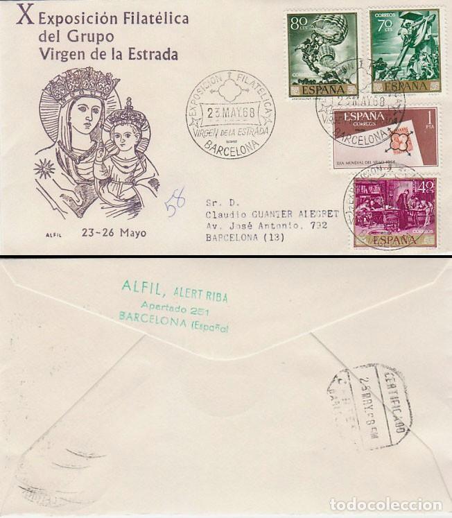 Sellos: A&Ntilde;O 1968, VIRGEN DE LA ESTRADA, EN SOBRE DE ALFIL CIRCULADO