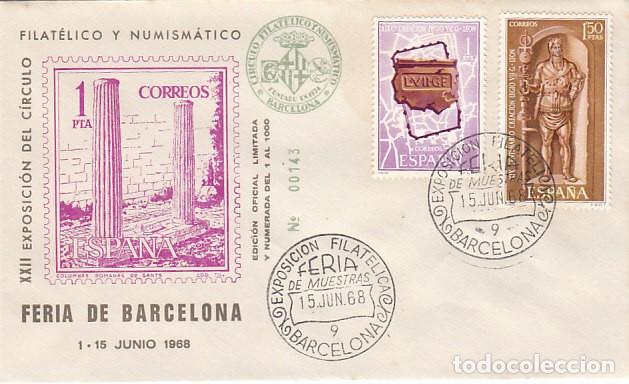 Sellos: A&Ntilde;O 1968, FERIA DE MUESTRAS DE BARCRELONA,SOBRE OFICIAL NUMERADO