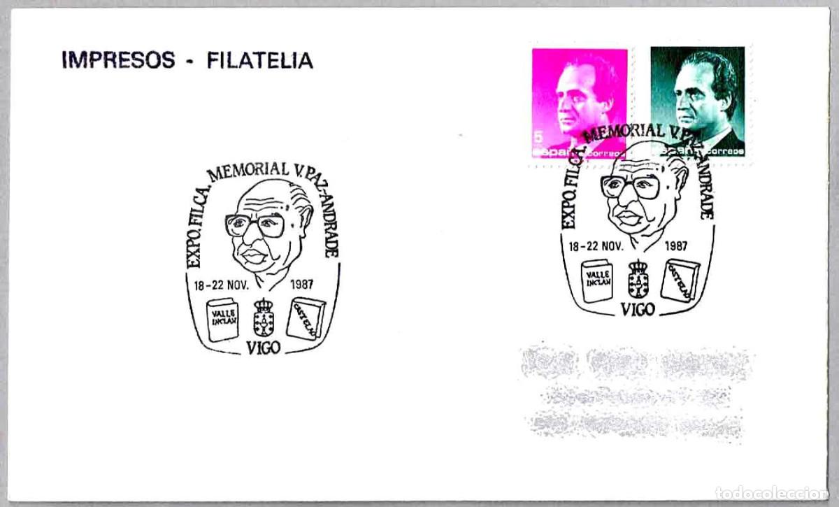 Sellos: Matasellos EXP. FIL. MEMORIAL V. PAZ-ANDRADE. Vigo, Pontevedra, Galicia, 1987