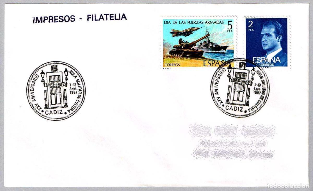 Sellos: Matasellos XXV ANIV. AULA MILITAR DE CULTURA. Cadiz, Andalucia, 1987
