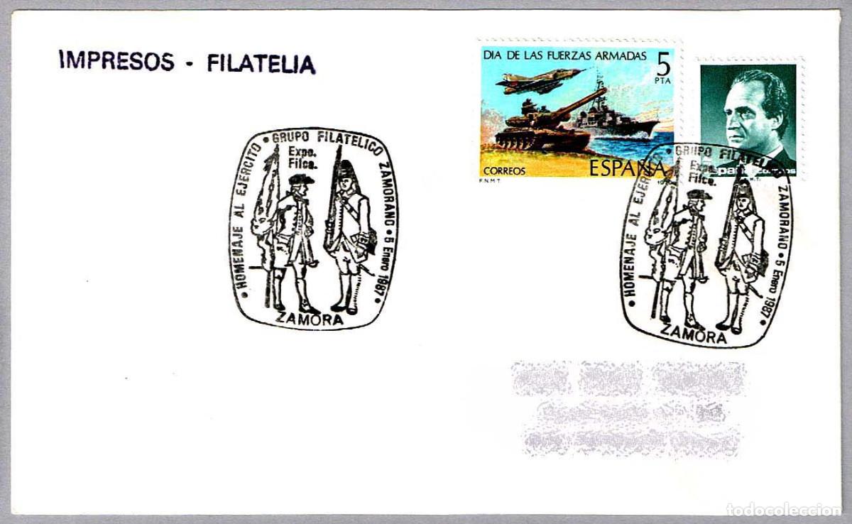 Sellos: Matasellos EXP. FIL. HOMENAJE AL EJERCITO. Zamora 1987