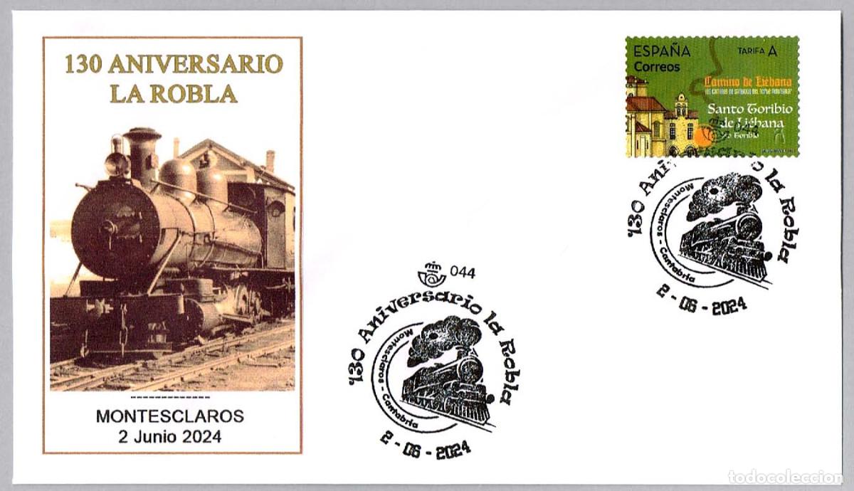 Sellos: Matasellos 130 ANIVERSARIO FERROCARRIL LA ROBLA. Montesclaros, Cantabria, 2024