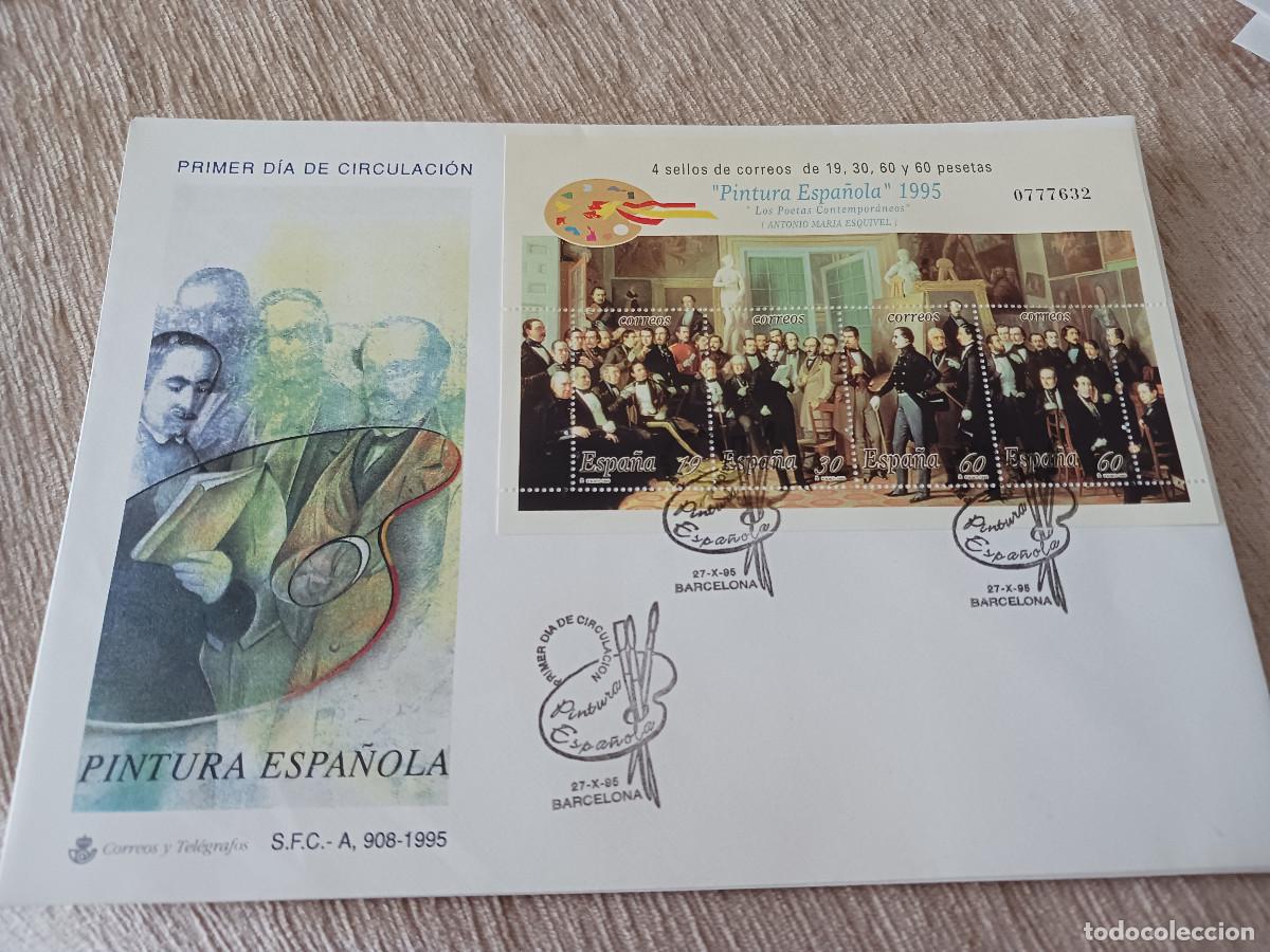 Sellos: pintura espa&ntilde;ola, antonio maria esquivel, -1995 HOJITA BLOQUE, SOBRE GRANDE