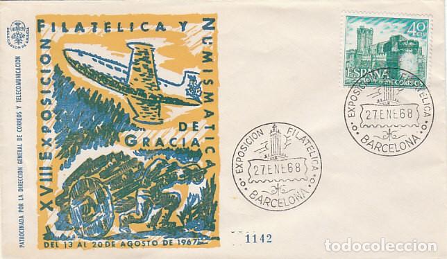 Sellos: A&ntilde;o 1968, BARCELONA, Fao, campa&ntilde;a mundial contra el hambre, en sobre de Gracia