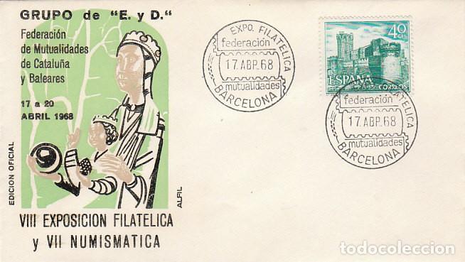 Sellos: A&Ntilde;O 1968, federacion de mutualidades de Catalu&ntilde;a y Baleares, sobre de Alfil