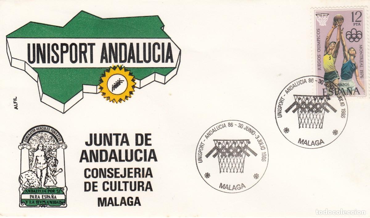 Sellos: MATASELLOS TEM. BALONCESTO - UNISPORT ANDALUC&Iacute;A - M&Aacute;LAGA -1986