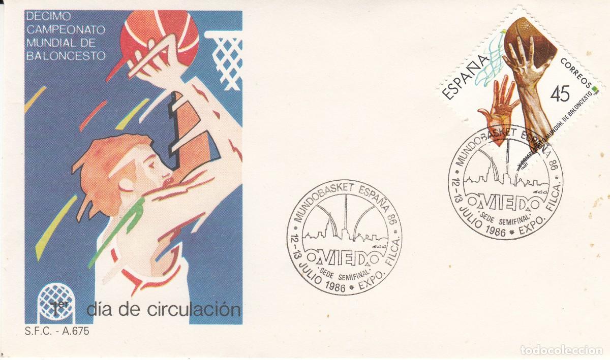 Sellos: MATASELLOS TEM. BALONCESTO - MUNDOBASKET ESPA&Ntilde;A 86 - OVIEDO - 1986