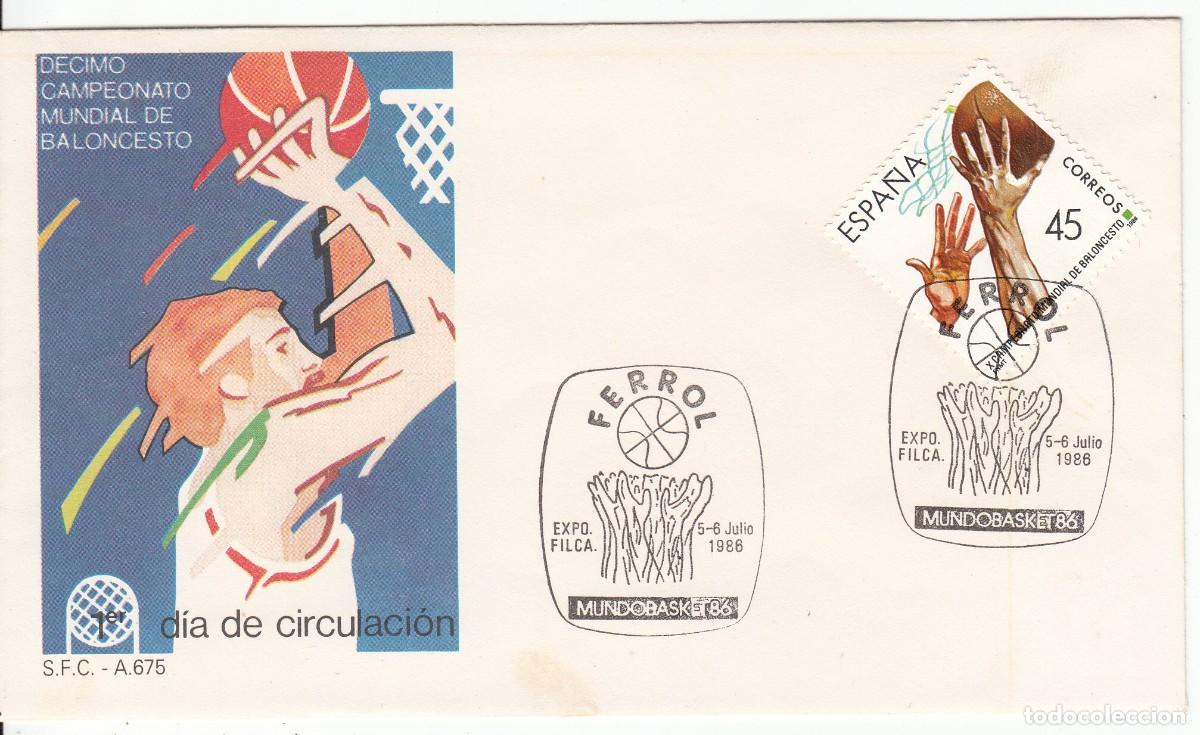 Sellos: MATASELLOS TEM. BALONCESTO - MUNDOBASKET 86 - EL FERROL - 1986