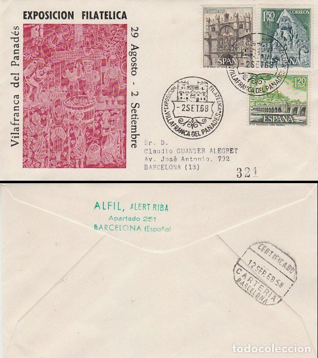 Sellos: A&ntilde;o 1968, exposici&oacute;n filat&eacute;lica, exposicion filatelica sobre de Alfil circulado