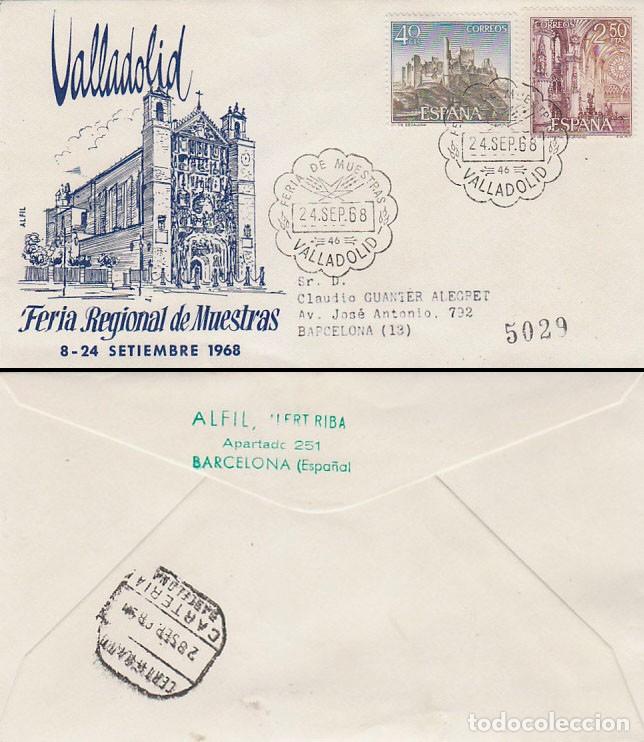 Sellos: A&ntilde;o 1968, feria de muestras de Valladolid, sobre de Alfil circulado