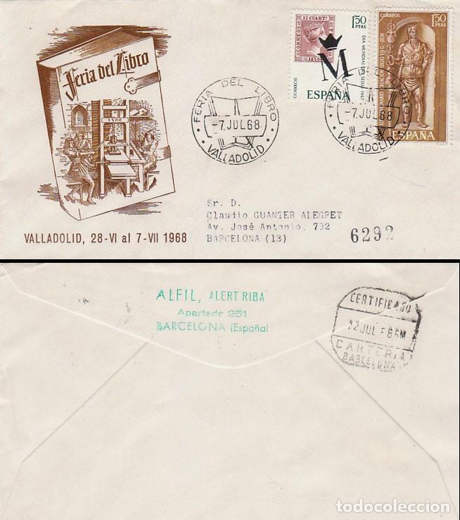 Sellos: A&ntilde;o 1968, feria del libro de Valladolid, sobre de Alfil circulado