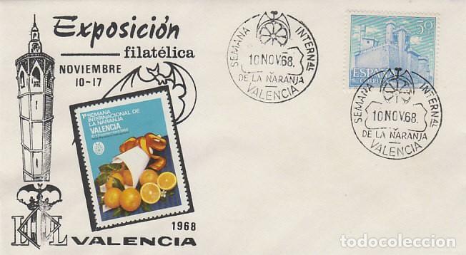 Sellos: A&ntilde;o 1968, La naranja, semana internacional en Valencia, sobre de la exposici&oacute;n
